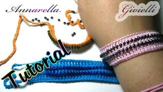 Tutorial  Come inserire le perline alluncinetto  Bracciale  Crochet bracelet with beads [upl. by Airehtfele]