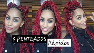 3 PENTEADOS RÁPIDOS COM TRANÇASBOX BRAIDS Por Patty Leite [upl. by Etom]