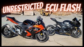 2007 GSXR 1000 vs 2020 GSXR 750 DYNO BATTLE Also Power Commander VS MOORE MAFIA ECU Flash [upl. by Iene108]