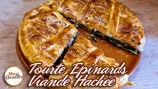 Tourte Epinards Viande Hachée Oignon  Recette Facile [upl. by Corwin]