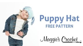 Puppy Hat Free Crochet Pattern  Right Handed [upl. by Hadeehuat]