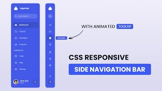 Animated Sidebar Menu Using HTML amp CSS amp JavaScript  Responsive Dashboard Side Navigation Bar [upl. by Snebur841]