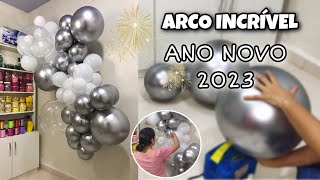 ARCO DE BALÃO INCRÍVEL PARA O ANO NOVO 2023  arco fácil e rápido com poucos balões para a virada [upl. by Ahtebat386]