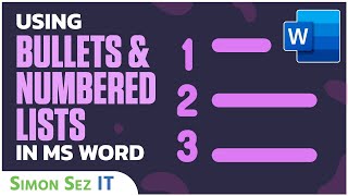 Using Bullets and Numbered Lists in Microsoft Word 2021365 [upl. by Akinert]