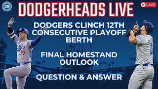 DodgerHeads Live Dodgers clinch 12th consecutive playoff berth road trip recap final homestand [upl. by Llerahs]