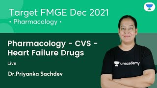 Pharmacology  CVS  Heart Failure Drugs  FMGE Dec21  Lets crack NEET PG  Dr Priyanka Sachdev [upl. by Jotham]