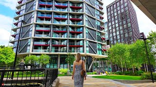 4K Battersea  Nine Elms  Embassy Gardens  London Walk [upl. by Tayler]