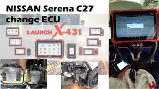 Nissan Serena C27 2019 change ECU with LAUNCH X431 PAD 9 LINK [upl. by Ennove143]