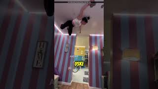 This Girl Becomes Spider Man and Sticks to Roof [upl. by Dee Dee]