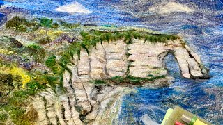 2021 Fiberworld Demo • Étretat France Wool Painting [upl. by Limann]