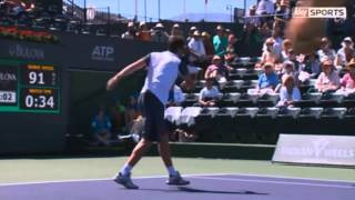 Ernests Gulbis smashes his racket in Indian Wells [upl. by Yrekaz]