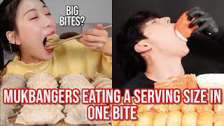 mukbangers eating a serving size in ONE BITE [upl. by Mashe]