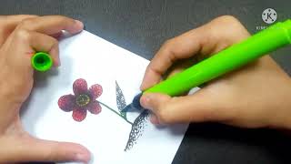 How to draw a flower by pointillism Art easy and simple for kids arts and crafts [upl. by Anenahs]