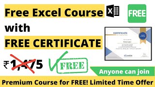 Free Excel Course with FREE Certificate  Advanced Excel Tutorial [upl. by Tdnerb]