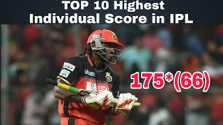 Top 10 highest individual score in IPL 2008 to 2018 [upl. by Ettenirt]