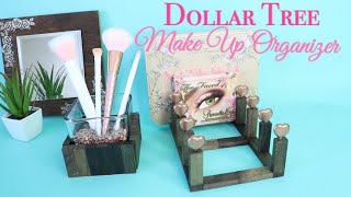 DOLLAR TREE DIY MAKEUP ORGANIZER AND BRUSH HOLDER [upl. by Kitarp]