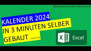 066  Kalender für 2024 erzeugen mit VBAcode in excel  programmieren lernen vba tutorial [upl. by Arni]