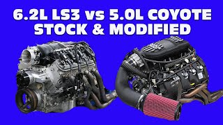 50L COYOTE VS 62L LS3 CAMARO VS MUSTANG WHICH MAKES MORE HP STOCK AND MODIFIED CRATE VS CRATE [upl. by Letnom]