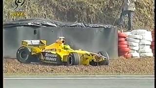 F1 Brazil 1998 WarmUp Ralf Schumacher crashes DF1 [upl. by Nashner]