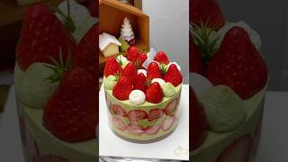 Immersive cake making  Strawberry pistachio crisp cake tutorial ❗️ Immersive cake making Cake [upl. by Ahsenal]