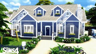 One story Blue Suburban Home  no cc  Sims 4 Speedbuild [upl. by Anos]