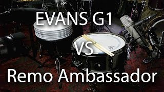 Evans G1 coated vs Remo Ambassador on Snare [upl. by Arrait]