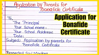 Application for Bonafide certificate in english  Application by parents for bonafide certificate [upl. by Beyer]