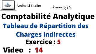 Comptabilité Analytique  Tableau de Répartition des charges indirectes Exercice 5 [upl. by Barr]