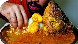 Big ROHU FISH HEAD CURRY AND RICE EATING SHOW HungryPiran [upl. by Hollah]