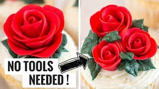 Easy Fondant Rose  No Tools Needed [upl. by Nidnarb]