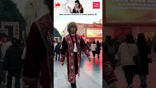 ✨Handsome Serbian Disrupts Street Fashion Trends with Kazakhstan Costume fypシ゚viral fyp kazakhs [upl. by Esidarap]