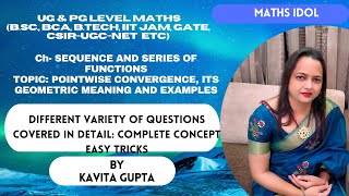 Lec 01 MEANING OF SEQUENCE OF FUNCTIONS AND POINTWISE CONVERGENCE EXAMPLES IN HINDI [upl. by Sachi]