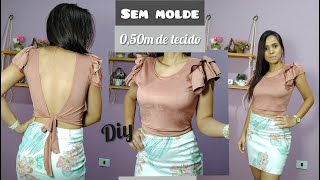 Blusa cropped costas aberta com amarração e manga babadinho [upl. by Beaver229]