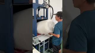 Compressing Comforters for Easy Packing PackingInnovation HydraulicPress SpaceSaving [upl. by Dviad]