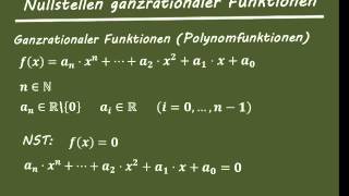 Nullstellen ganzrationaler Funktionen von Polynomen [upl. by Lenny]