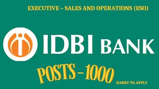 IDBI Bank Executive Recruitment 2024 – Apply Online for 1000 Posts [upl. by Trik]