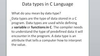 Data Types In C  C Programming [upl. by Mcmahon]