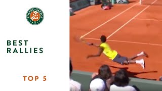 Top 5 Best Rallies  RolandGarros [upl. by Aguste152]