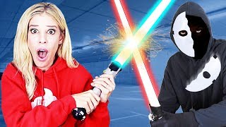 GAME MASTER FACE REVEAL after Battle Royale in Real Life Learn how to use Lightsaber with new mask [upl. by Engenia391]