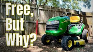 Free John Deere Riding Mower  Can It Be Saved [upl. by Ttereve583]