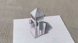 3D Tower Illusion Drawing  Optical Illusion Art with Pencil [upl. by Novelia]