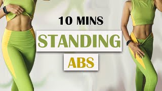 10 Min Standing Abs Workout  විනාඩි 10 සිටගෙන කරන බඩ සඳහා ව්‍යායාම  At Home Workout [upl. by Dyanna]