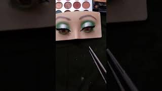 Easy green eyes makeup at home Green trendy eyes makeup youtube viralshorts [upl. by Vasilek159]