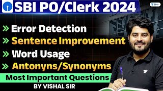 Error Detection Sentence Rearrangement Word Fillers For SBI POClerk 2024  By Vishal Sir [upl. by Coreen788]