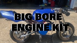 2 Stroke 49cc Pocket Bike Big Bore Kit Engine Install [upl. by Kartis320]