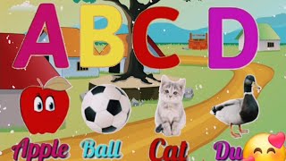 A For Apple 🍎 B For Ball 🏀  ABCD  A To Z Alphabets Learning  Phonics Song  kids Rhymes ABC Song [upl. by Nodnarg]