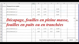 METRE DE TERRASSEMENT décapage fouilles en pleine masse fouilles en puits ou en tranchées [upl. by Ajed114]