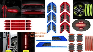 US1984 Carbon Fiber Car Reflective Sticker Installation  Safety Warning Reflective Car Accessories [upl. by Holder]