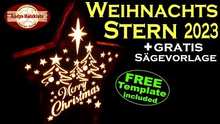 Weihnachtsdeko selber machen aus Holz  gratis Sägevorlage  Scroll saw project  free template [upl. by Akiwak761]