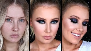 GLITTER GALAXY SMOKEY EYE  Full Glam Tutorial  Lauren Curtis [upl. by Akema801]